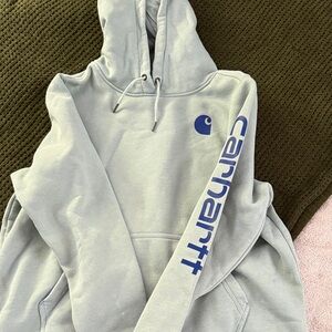 Carhartt Gray Hoodie with Blue Logo